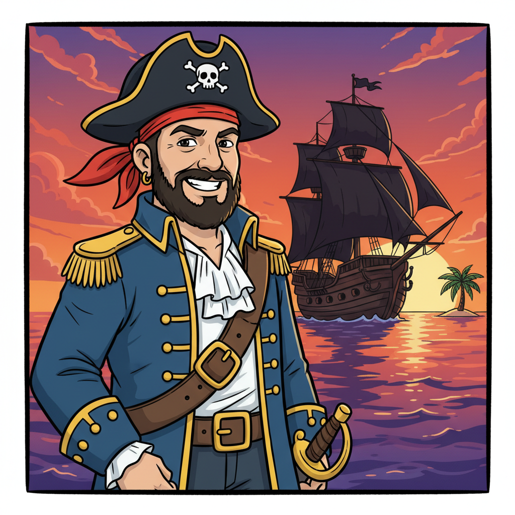 Сделай меня пиратом на фоне заката
